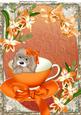 Cute Dog with Orange Bow in Orange Teacup A4