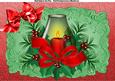 Lovely Red Candle with Holly & Bow A4