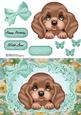 Cute Brown Puppy on Floral Backing Paper