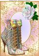 Lovely Multicoloured Boot's in Gold Leaf Frame A4