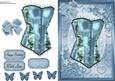 Lovely Pale Blue Corset with Little Blue Flowers