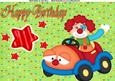 Clown in His Car with Red Stars A4