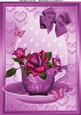 Beautiful Deep Purple Rose's in Tea Cup A4