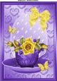 Beautiful Yellow Rose's in Blue Teacup A4