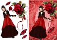 Lovely Vintage Lady in Red & Black Ball Gown