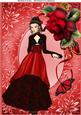 Lovely Vintage Lady in Red & Black Ball Gown A4