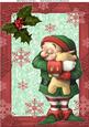 Lovely Little Christmas Elf Cuddling a Bear A4