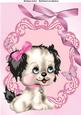Cute Fluffy Grey Dog with Pink Bow A4