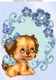 Lovely Brown Dog with Little Blue Bow A4