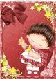 Lovely Little Brunette Girl in Red Polka Dot Dress A4