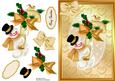 Lovely White Snowman with Gold Candy Cane