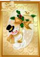 Lovely White Snowman with Gold Candy Cane A4