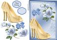Lovely Gold Shoe's with Blue Flowers