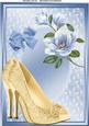 Lovely Gold Shoe's with Blue Flowers A4
