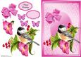Lovely Little Bird in Pink Oval Lace Frame