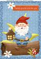 Lovely Little Gnome Sat on a Log A4