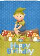 Lovely Little Boy Gnome on a Log A4