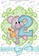 Lovely Mouse with Large Number 2 A4