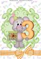 Lovely Mouse with Large Number 3 A4