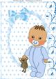 Little Baby Boy in Blue Baby Grow A4
