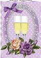 Beautiful Lilac & Cream Rose's & Champagne Glass's A4