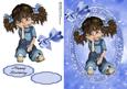 Cute Little Girl with Blue Bow's in Her Hair