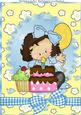 Little Girl with Birthday Cake & Balloons A4