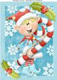 Blue Christmas Elf with Large Candy Cane A4