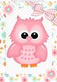 Baby Pink Owl with Baby Pink Bow A4