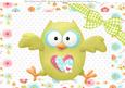 Cute Green Owl with Green Bow A4