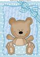 Adorable Bear in Blue Polka Dot Nappy A4