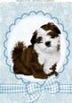 Fluffy Brown & White Christmas Dog A4