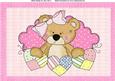 Adorable Baby Girl Teddy with Patchwork Hearts A4