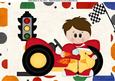 Racer Boy with Red Sports Car A4