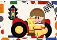Little Racer Girl with Red Sports Car A4