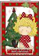 Little Girl in Red Polka Dot Dress with Christmas Tree A4