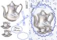 Lovely Cream & Blue Floral Tea Pot