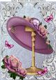 Beautiful Lilac Hat on Wooden Stand A4