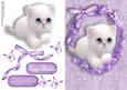 Gorgeous Fluffy White Kitten in Purple Floral Frame