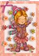 Little Girl Playing in the Autumn Leaves A4