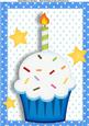 Lovely Blue & White Cupcake 1-4 A4
