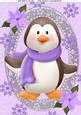 Cute Penguin with Lilac Winter Scarf A4