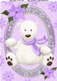 Lovely White Polar Bear with Lilac Gingham Scarf A4