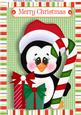 Cute Christmas Penguin with Presents & Candy Cane A4