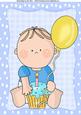 Birthday Boy with Cupcake & Balloon A4