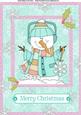 Cute Snowman in Aqua & Pink Coat A4