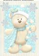 Cute Beige Teddy Bear with Blue & White Candy Cane A4