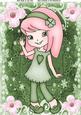 Little Girl in Green Dress & Pink Hair A4