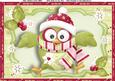 Gorgeous Green Owl with Pinstripe Scarf A4