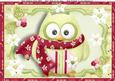 Cute Green Owl with Floral Scarf A4